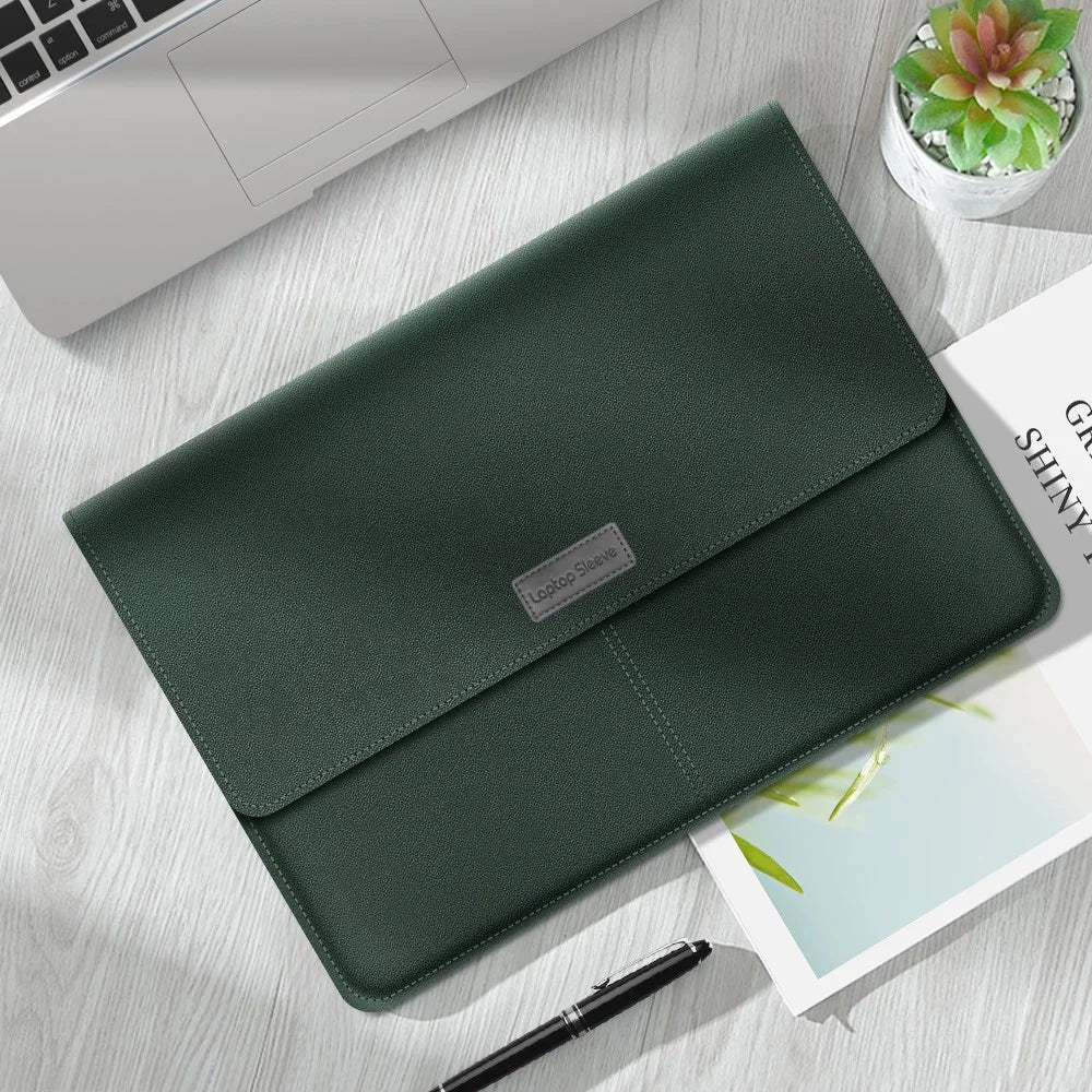 Leather Laptop Tablet Protective Bag Laptop Sleeve for 13''-14'' Laptop - Green - 1