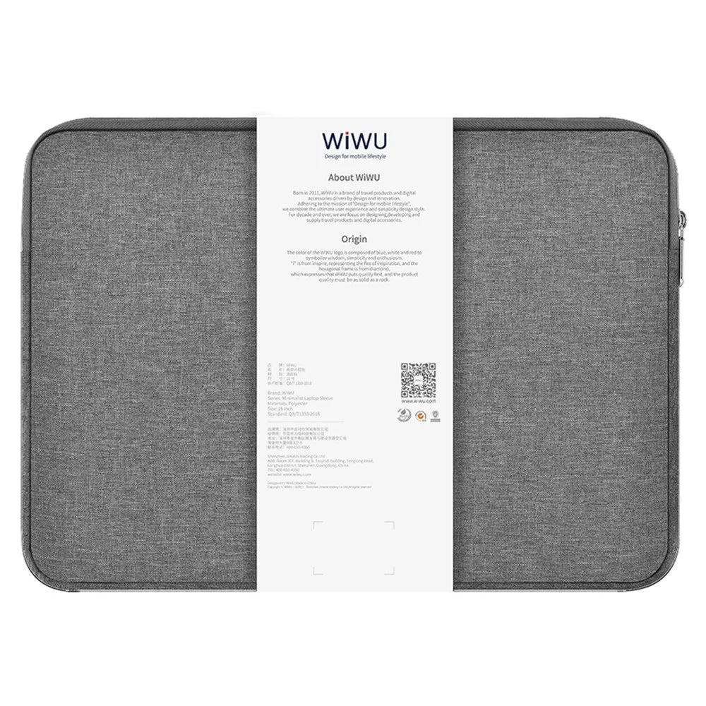 WIWU 14-inch Minimalist Laptop Bag Waterproof Notebook Protective Sleeve - Grey - 2