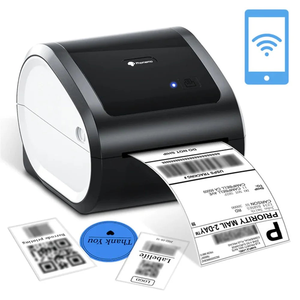 PHOMEMO D520-BT Inkless Thermal Printer Mailing Label Bluetooth-compatible Printer, US Plug - Black+White - 1