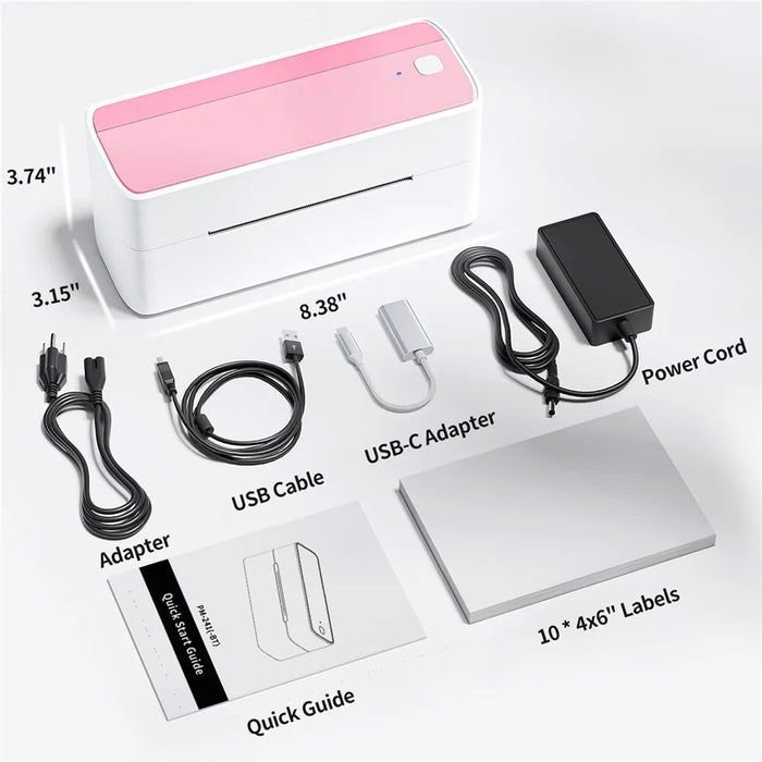 PHOMEMO PM241-BT 203DPI Inkless Thermal Printer Bluetooth-compatible Label Printer - Pink+White / US Plug - 7