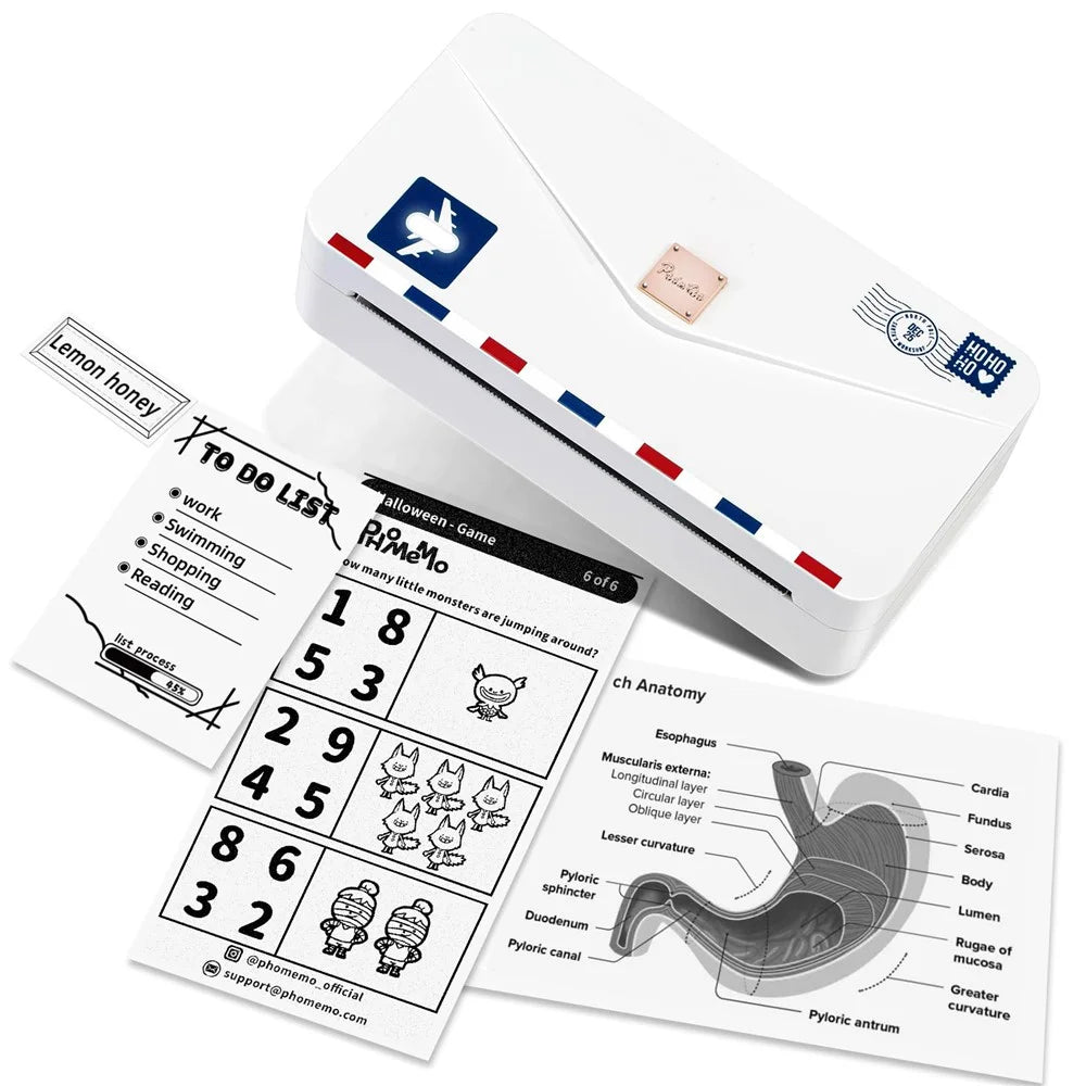 PHOMEMO M04AS Mini Bluetooth-compatible Thermal Printer Wireless Inkless Photo Label Notes Printer - White - 1