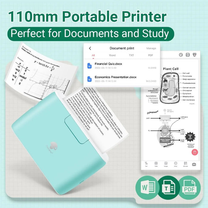 PHOMEMO M04S Mini Bluetooth-compatible Inkless Thermal Printer Wireless Photos Labels Notes Printer - Green - 2