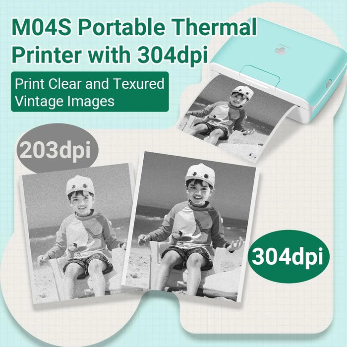 PHOMEMO M04S Mini Bluetooth-compatible Inkless Thermal Printer Wireless Photos Labels Notes Printer - Green - 3