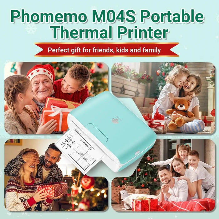 PHOMEMO M04S Mini Bluetooth-compatible Inkless Thermal Printer Wireless Photos Labels Notes Printer - Green - 4