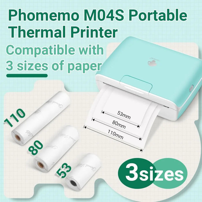 PHOMEMO M04S Mini Bluetooth-compatible Inkless Thermal Printer Wireless Photos Labels Notes Printer - Green - 6