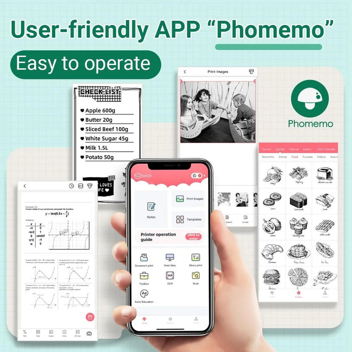 PHOMEMO M04S Mini Bluetooth-compatible Inkless Thermal Printer Wireless Photos Labels Notes Printer - Green - 7