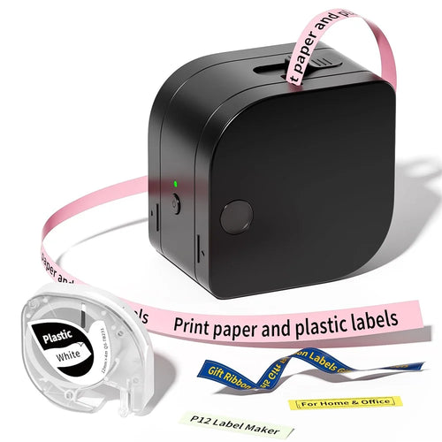 PHOMEMO P12 Mini Handheld Thermal Printer Wireless Bluetooth-compatible Label Printer - Black - 1