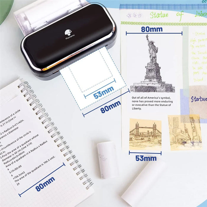 PHOMEMO M03 Portable Thermal Printer 203DPI Wireless Label Photo Printer - Black - 4