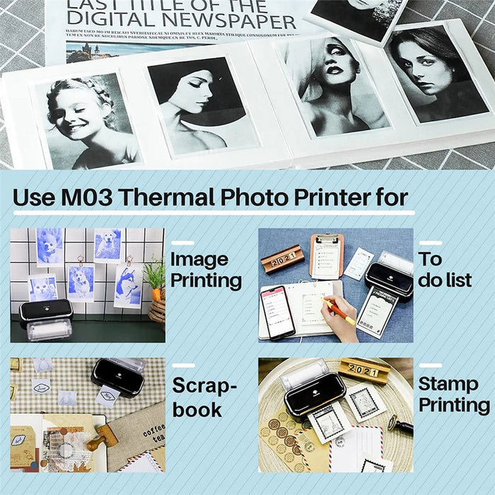 PHOMEMO M03 Portable Thermal Printer 203DPI Wireless Label Photo Printer - Black - 7