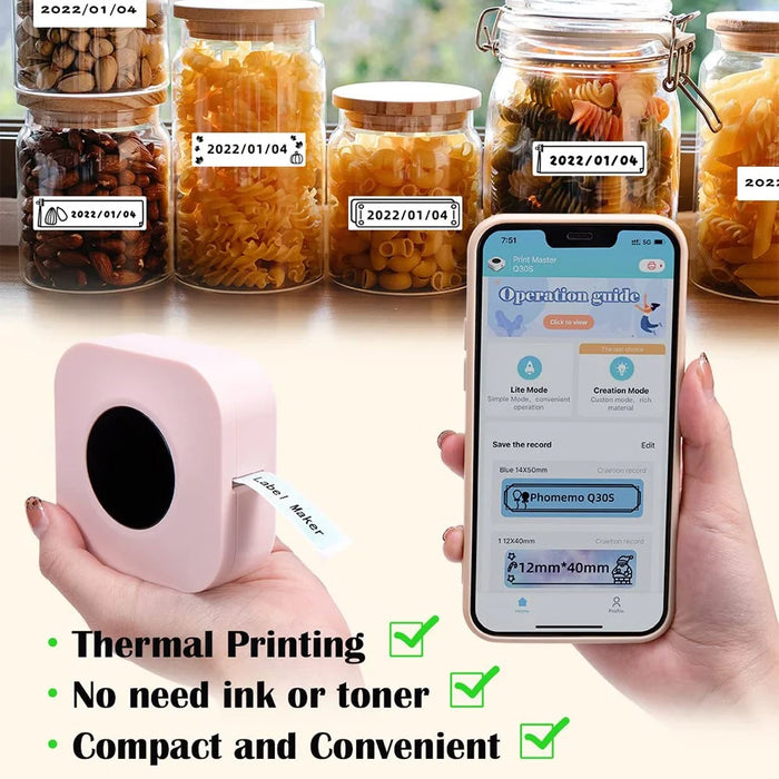 PHOMEMO Q30S DIY Sticker Label Maker Machine Mini Pocket Bluetooth-compatible Thermal Label Printer - Green - 7