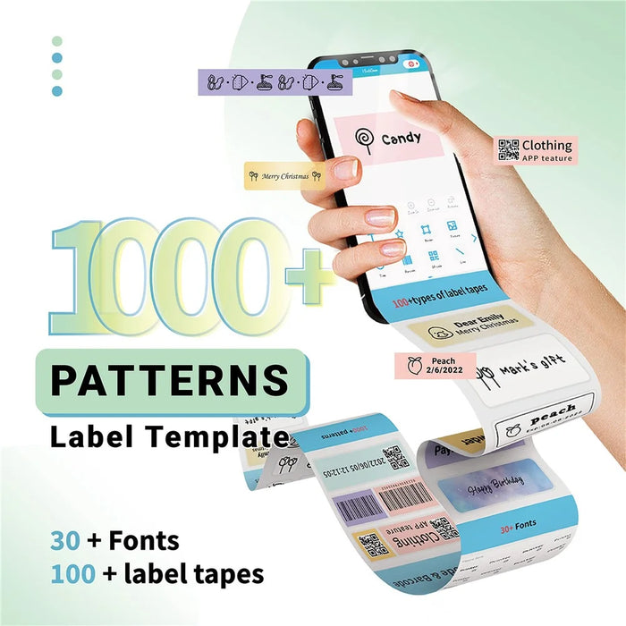 PHOMEMO Label Maker 203DPI Barcode Labeling Machine Wireless Bluetooth-compatible Thermal Mini Printer - White - 3