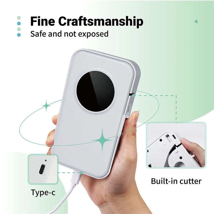 PHOMEMO Label Maker 203DPI Barcode Labeling Machine Wireless Bluetooth-compatible Thermal Mini Printer - White - 4