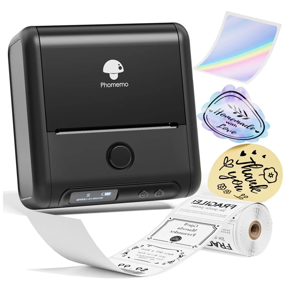 PHOMEMO M200 Mini Thermal Label Maker 203DPI Bluetooth-compatible Barcode Labeler - Black - 1