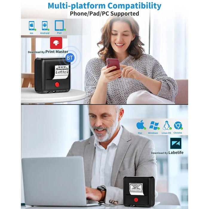 PHOMEMO M200 Mini Thermal Label Maker 203DPI Bluetooth-compatible Barcode Labeler - Black - 2