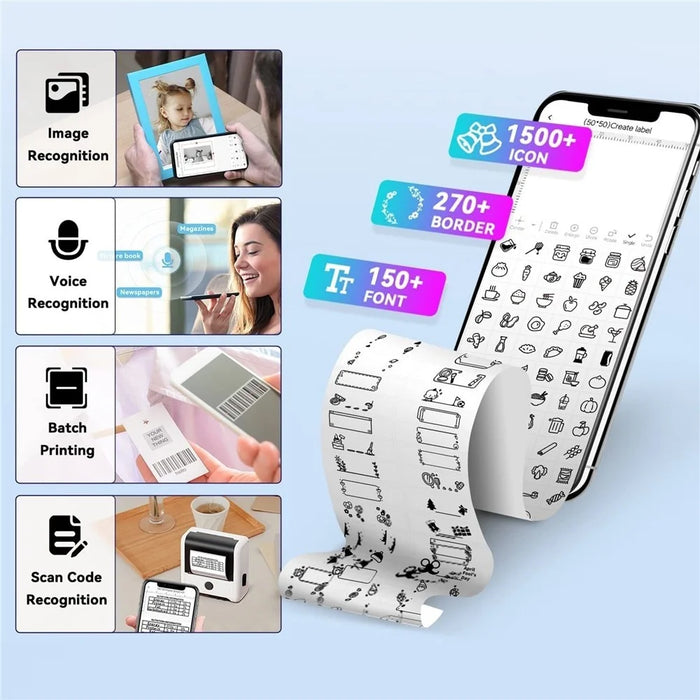 PHOMEMO M200 Mini Thermal Label Maker 203DPI Bluetooth-compatible Barcode Labeler - Black - 3