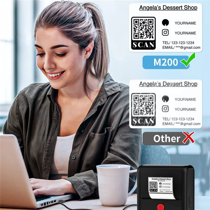 PHOMEMO M200 Mini Thermal Label Maker 203DPI Bluetooth-compatible Barcode Labeler - Black - 4
