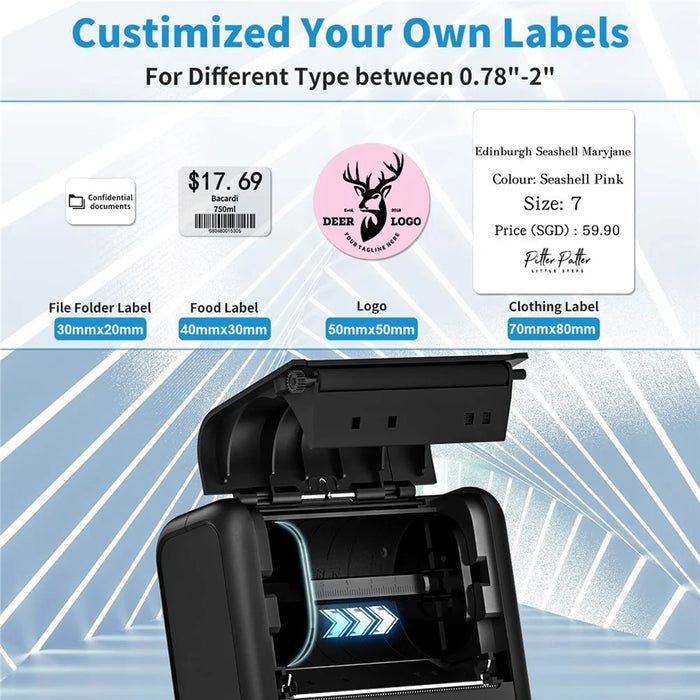 PHOMEMO M200 Mini Thermal Label Maker 203DPI Bluetooth-compatible Barcode Labeler - Black - 6
