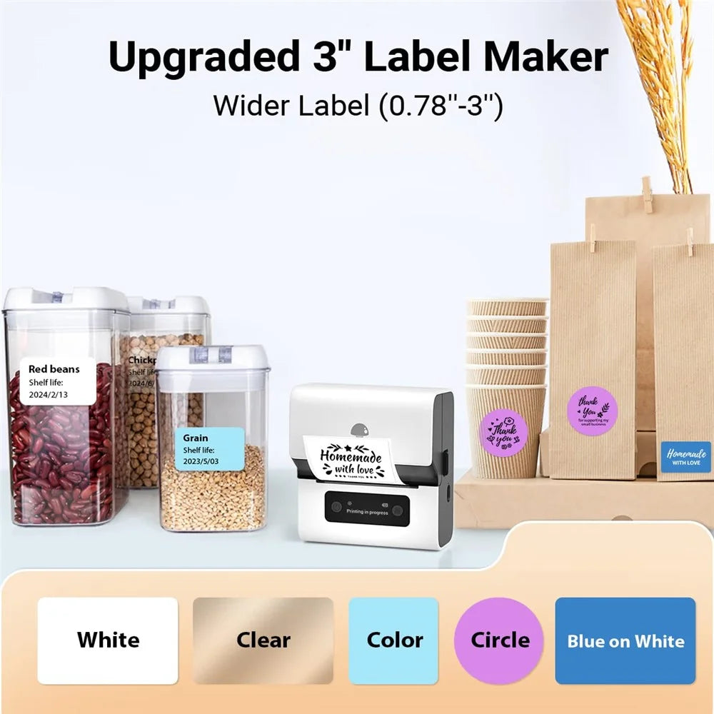 PHOMEMO M221 Thermal Wireless Label Printer Mini Barcode Printer Bluetooth-compatible Label Maker - White - 2