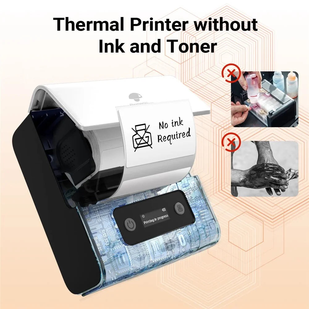PHOMEMO M221 Thermal Wireless Label Printer Mini Barcode Printer Bluetooth-compatible Label Maker - White - 5