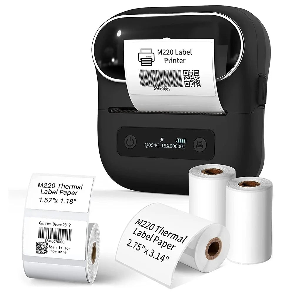 PHOMEMO M220 Mini Thermal Printer Bluetooth-compatible Home Barcode Self-Adhesive Label Printing Device - Black - 1