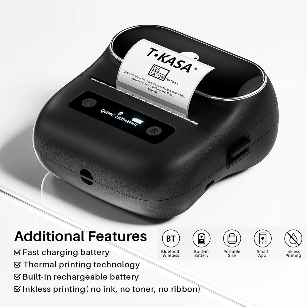 PHOMEMO M220 Mini Thermal Printer Bluetooth-compatible Home Barcode Self-Adhesive Label Printing Device - Black - 2