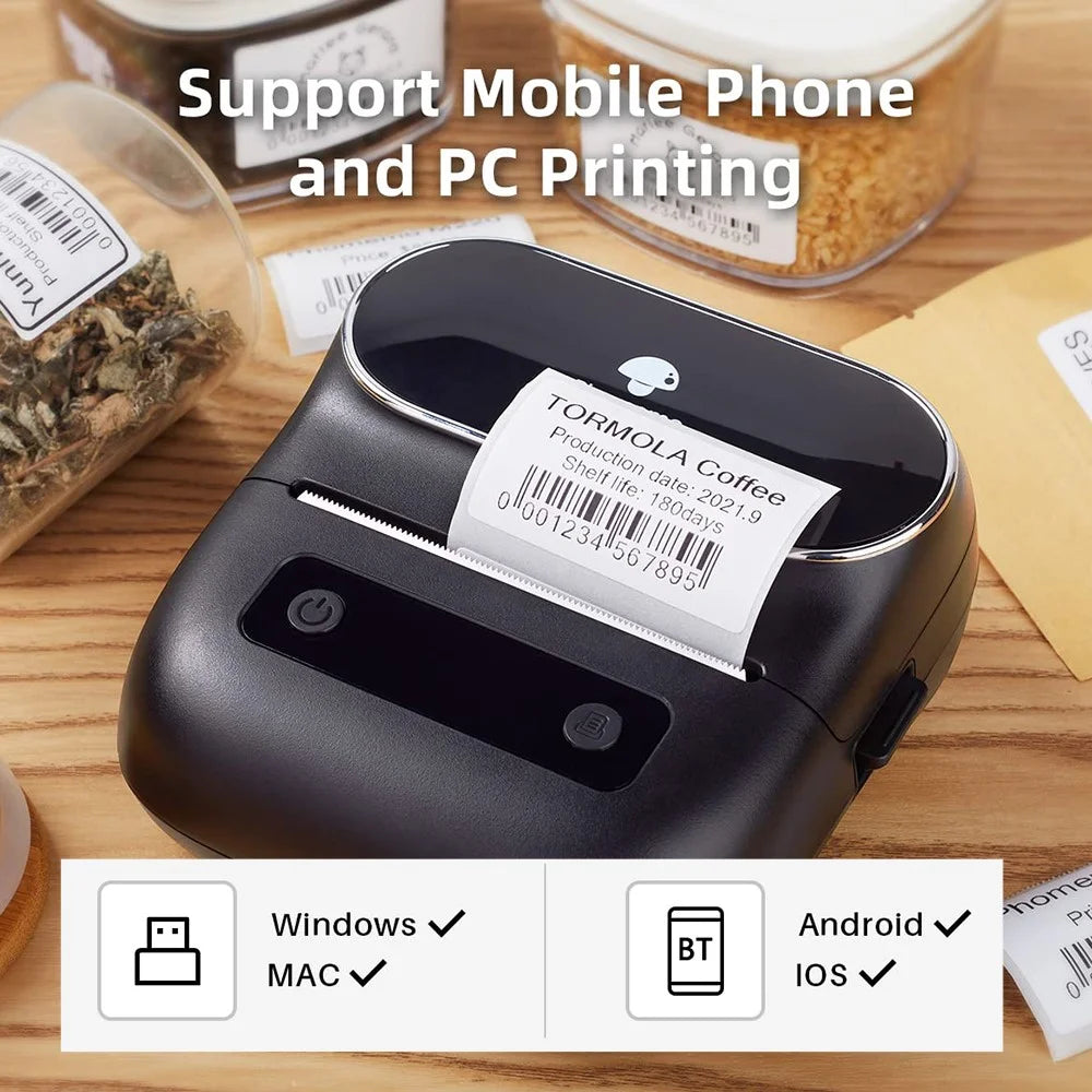 PHOMEMO M220 Mini Thermal Printer Bluetooth-compatible Home Barcode Self-Adhesive Label Printing Device - Black - 4