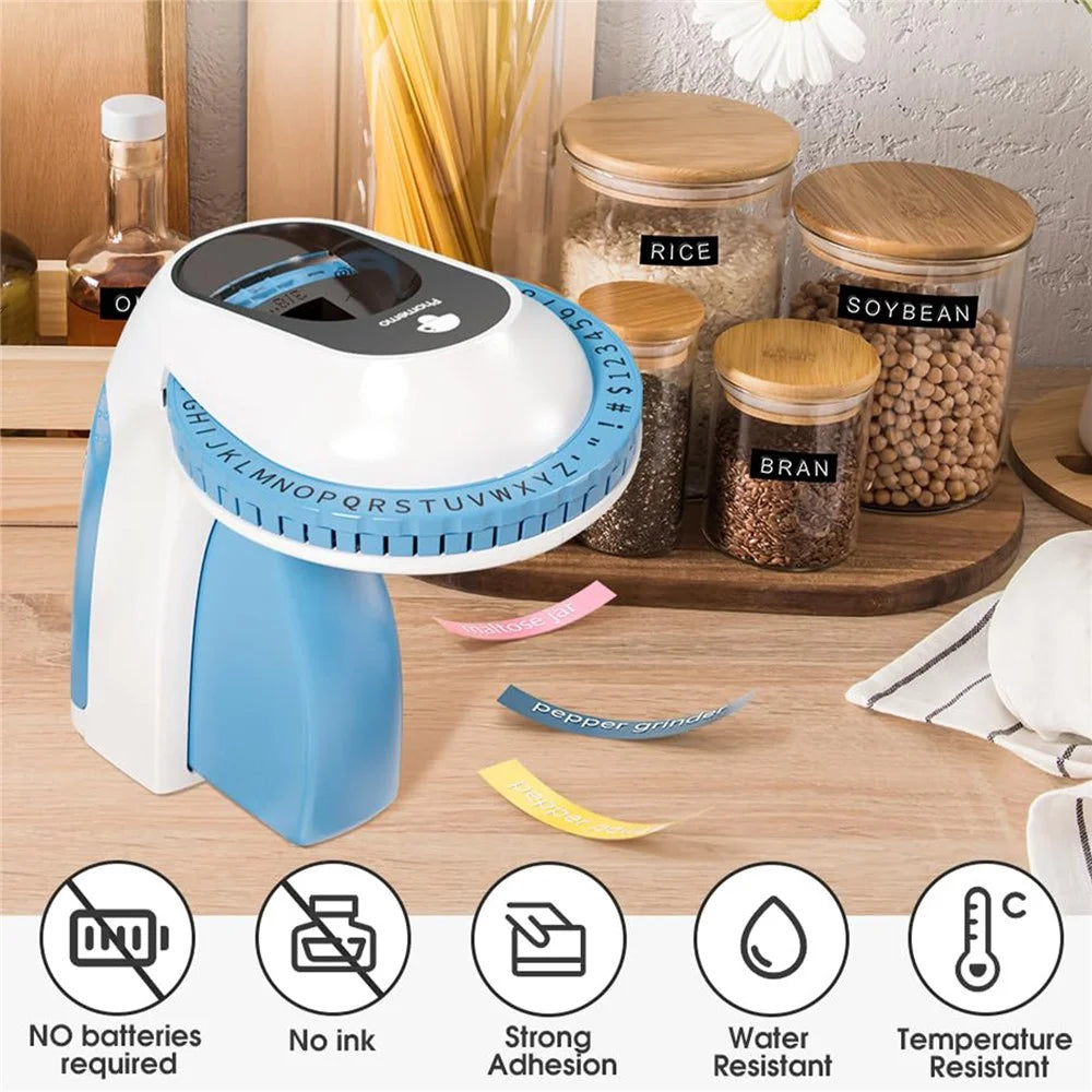PHOMEMO E975 Embossing Label Maker Handheld Embossed Label Machine with 6 Rolls Of Tapes - Blue - 4