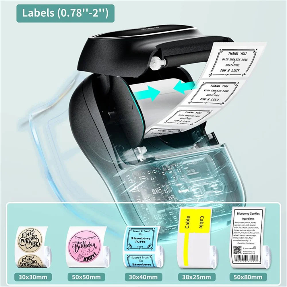 PHOMEMO M110 Mini Bluetooth-compatible Inkless Thermal Printer Wireless Clothes Barcode Label Price Tag Printer - Black - 3