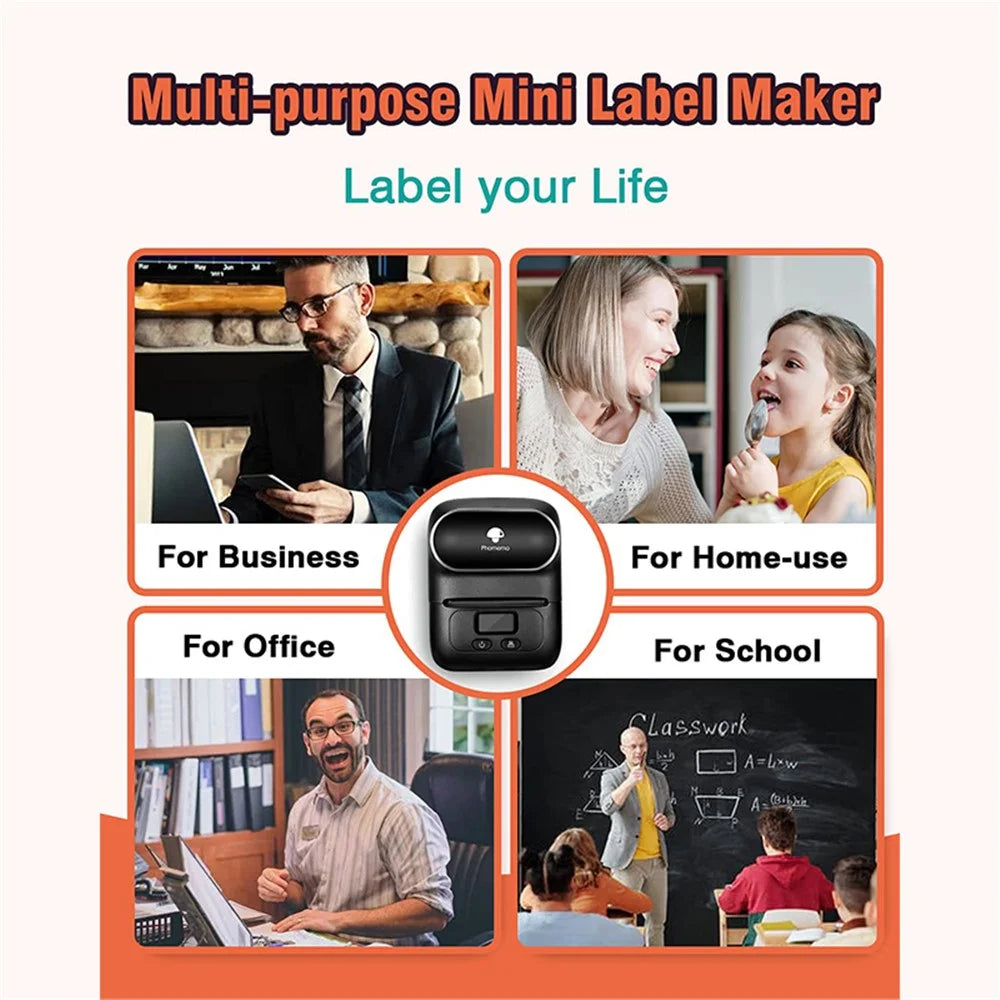 PHOMEMO M110 Mini Bluetooth-compatible Inkless Thermal Printer Wireless Clothes Barcode Label Price Tag Printer - Black - 5