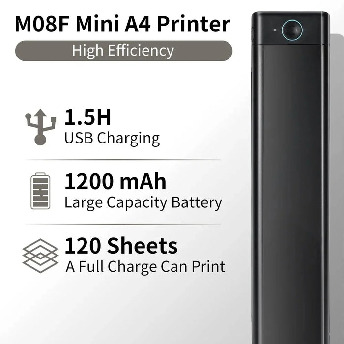 PHOMEMO M08F Bluetooth-compatible Inkless Thermal Printer Document Contract A4 Paper Printer, A4 Version / 210mm Print Width - Black - 4