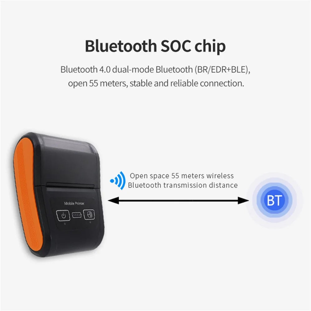 H22 Mini Size Thermal Receipt Printer Inkless Printing Tool with 80mm / s Print Speed - UK Plug - 7