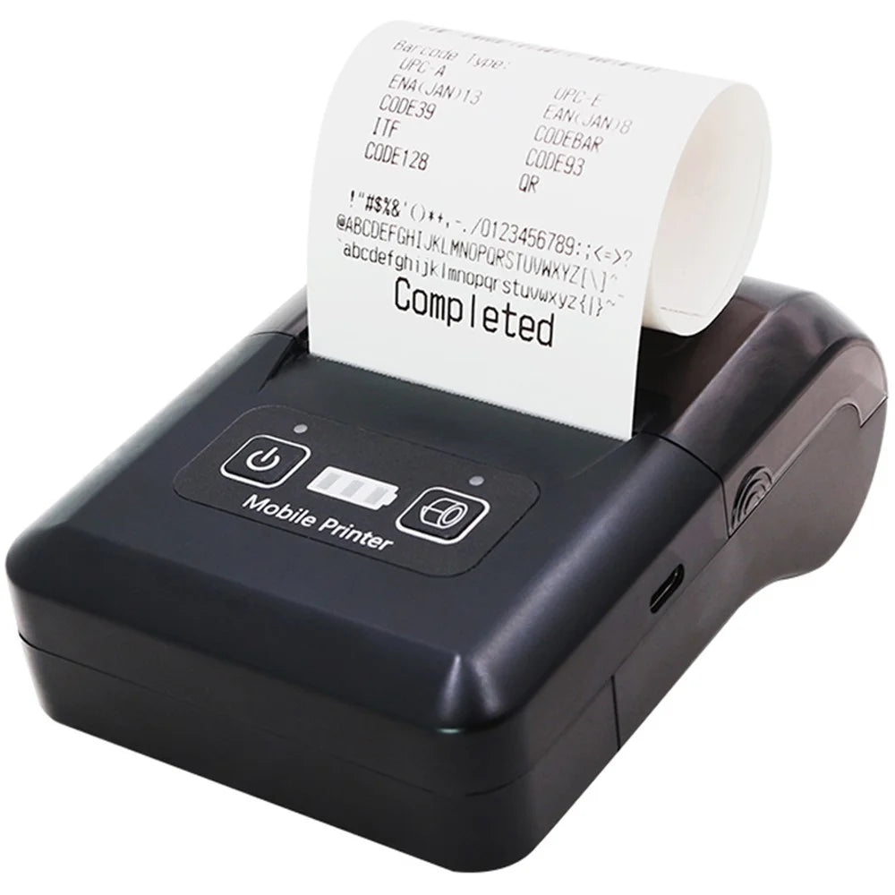 H20 USB + Bluetooth-compatible 203DPI Portable Thermal Printer 48mm Receipt Printer - US Plug - 1