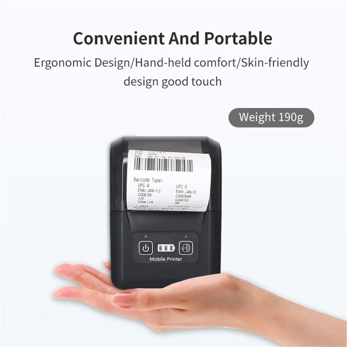 H20 USB + Bluetooth-compatible 203DPI Portable Thermal Printer 48mm Receipt Printer - US Plug - 4