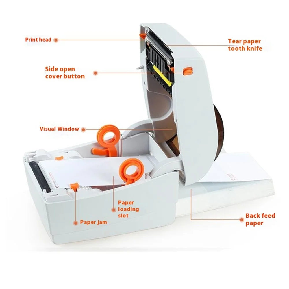 TP403 180mm / s Fast Printing Desktop Thermal Printer Barcode Label Printer, USB Version - US Plug - 4