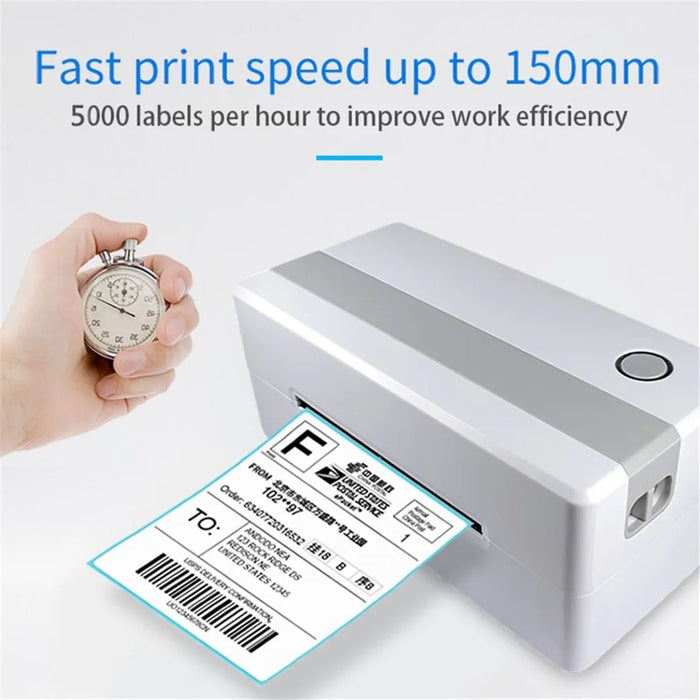 TDL406 203DPI Desktop Thermal Label Printer High Speed Printing Barcode Sticker Maker Machine, USB Version - US Plug - 4