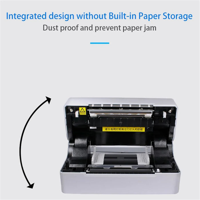 TDL406 203DPI Desktop Thermal Label Printer High Speed Printing Barcode Sticker Maker Machine, USB Version - US Plug - 5