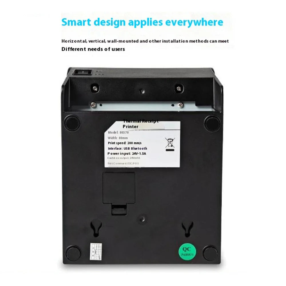 80370 USB+Bluetooth-compatible Thermal Label Printer  80mm Printing Width Receipt Printing Tool - US Plug - 3