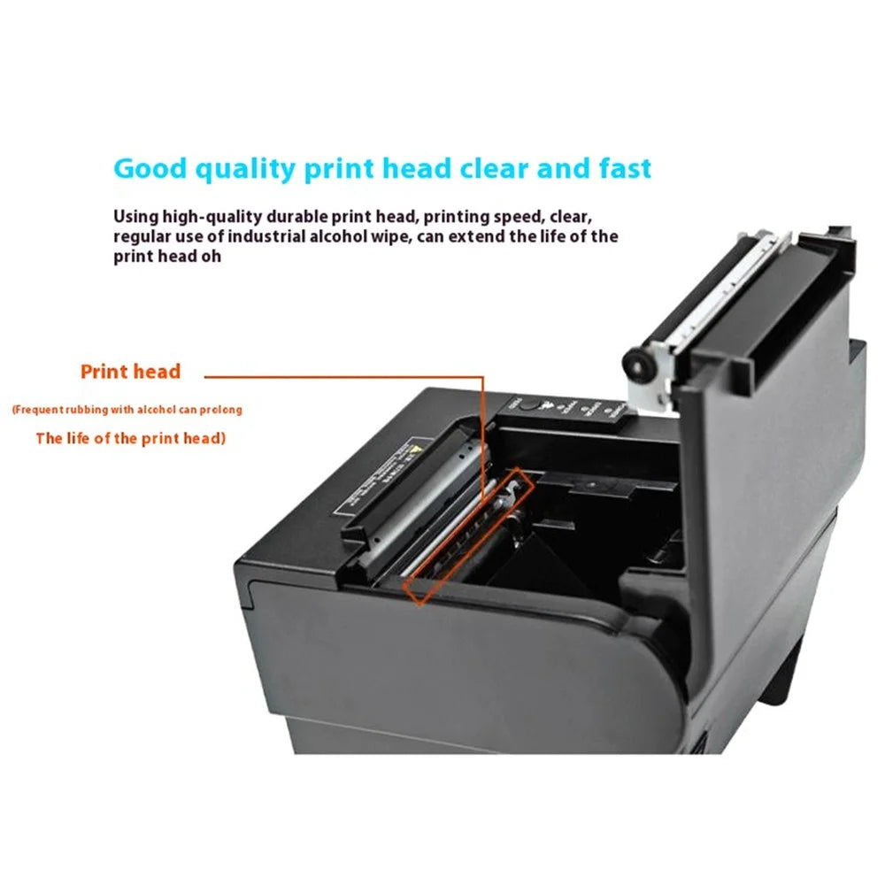 80370 USB+Bluetooth-compatible Thermal Label Printer  80mm Printing Width Receipt Printing Tool - US Plug - 5