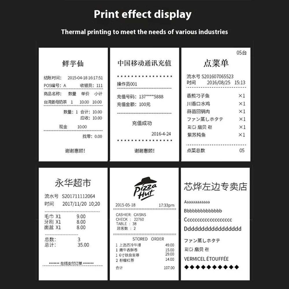 80HB5 USB+Bluetooth-compatible 80mm Thermal Label Printer Receipt Printing Tool for Apple / Android- US Plug - 2