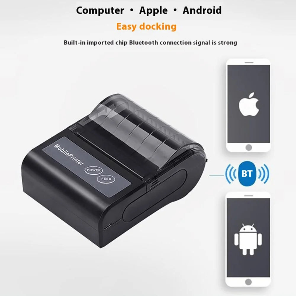 80HB5 USB+Bluetooth-compatible 80mm Thermal Label Printer Receipt Printing Tool for Apple / Android- US Plug - 4