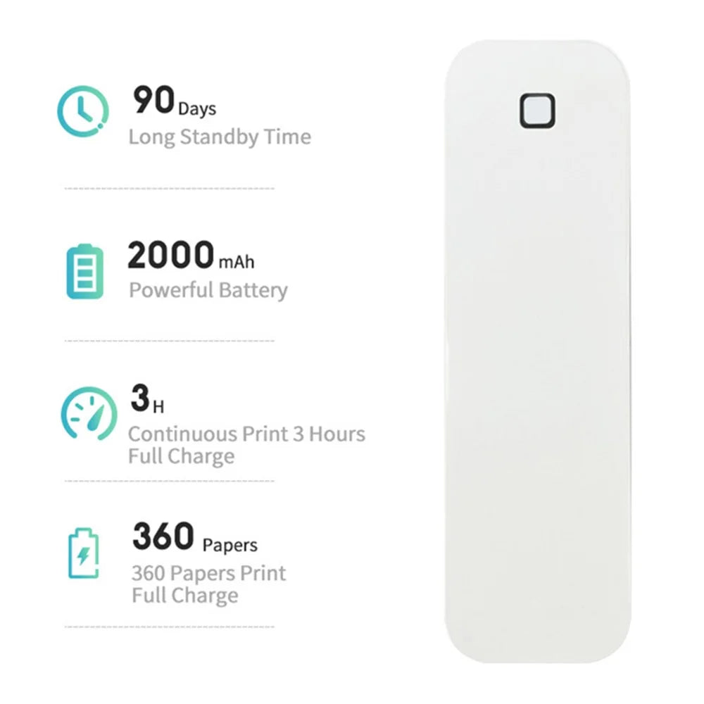 MARKLIFE D210 Mini Home Office Bluetooth-compatible Thermal Printer A4 Letter Paper Wireless Inkless Printer - White - 2