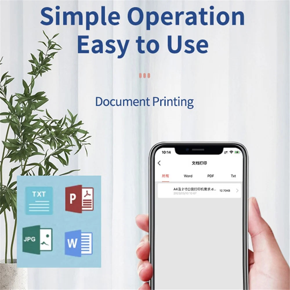 MARKLIFE D210 Mini Home Office Bluetooth-compatible Thermal Printer A4 Letter Paper Wireless Inkless Printer - White - 3
