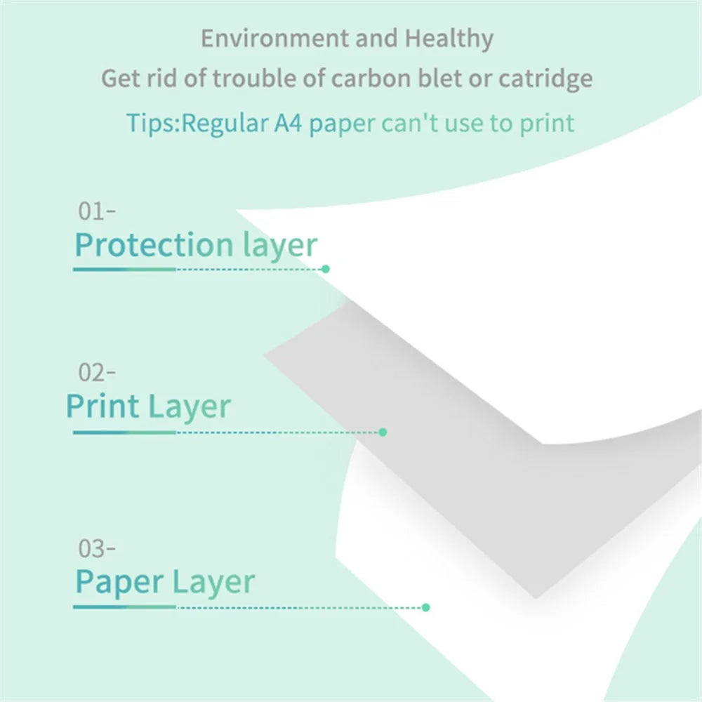 MARKLIFE D210 Mini Home Office Bluetooth-compatible Thermal Printer A4 Letter Paper Wireless Inkless Printer - White - 4