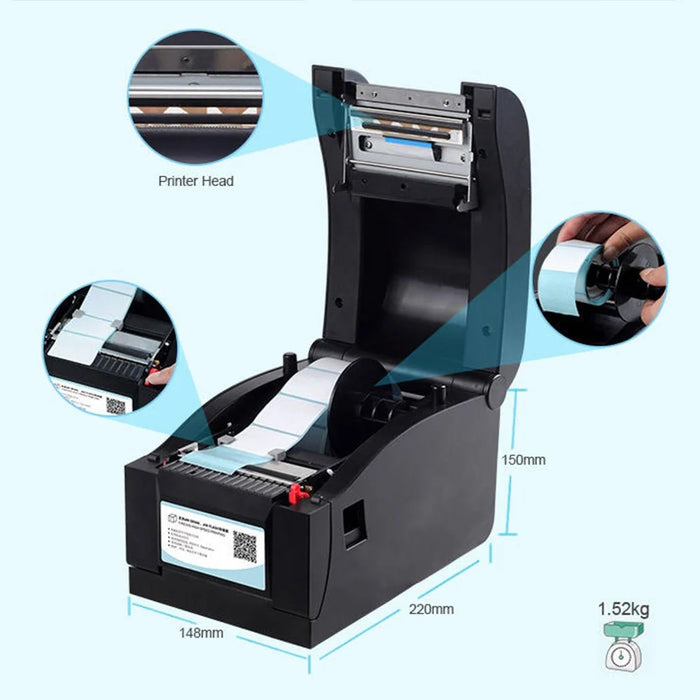 XPRINTER XP-350B Thermal Barcode Printer High Speed USB Label Printing Machine, EU Plug - 5
