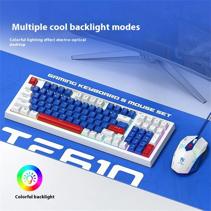 T-WOLF TF610 Backlight USB Wired Gaming Keyboard Mouse Set for Computer Laptop - 7