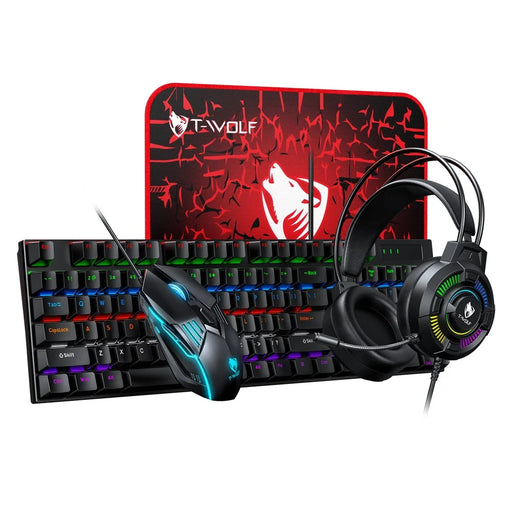 T-WOLF TF700 Backlight USB Wired Gaming Keyboard Mouse Headphone Mouse Pad Set - 2