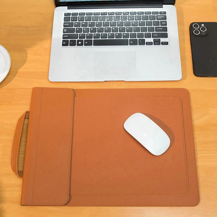 Business Style Waterproof PU Leather Protective Sleeve for 15 / 16-inch Laptop Carrying Case - Brown - 3