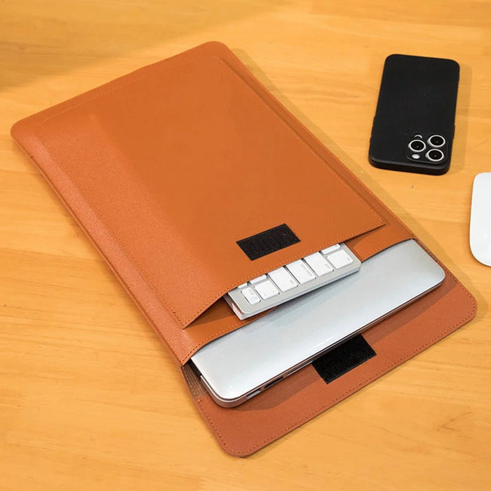 Business Style Waterproof PU Leather Protective Sleeve for 15 / 16-inch Laptop Carrying Case - Brown - 5