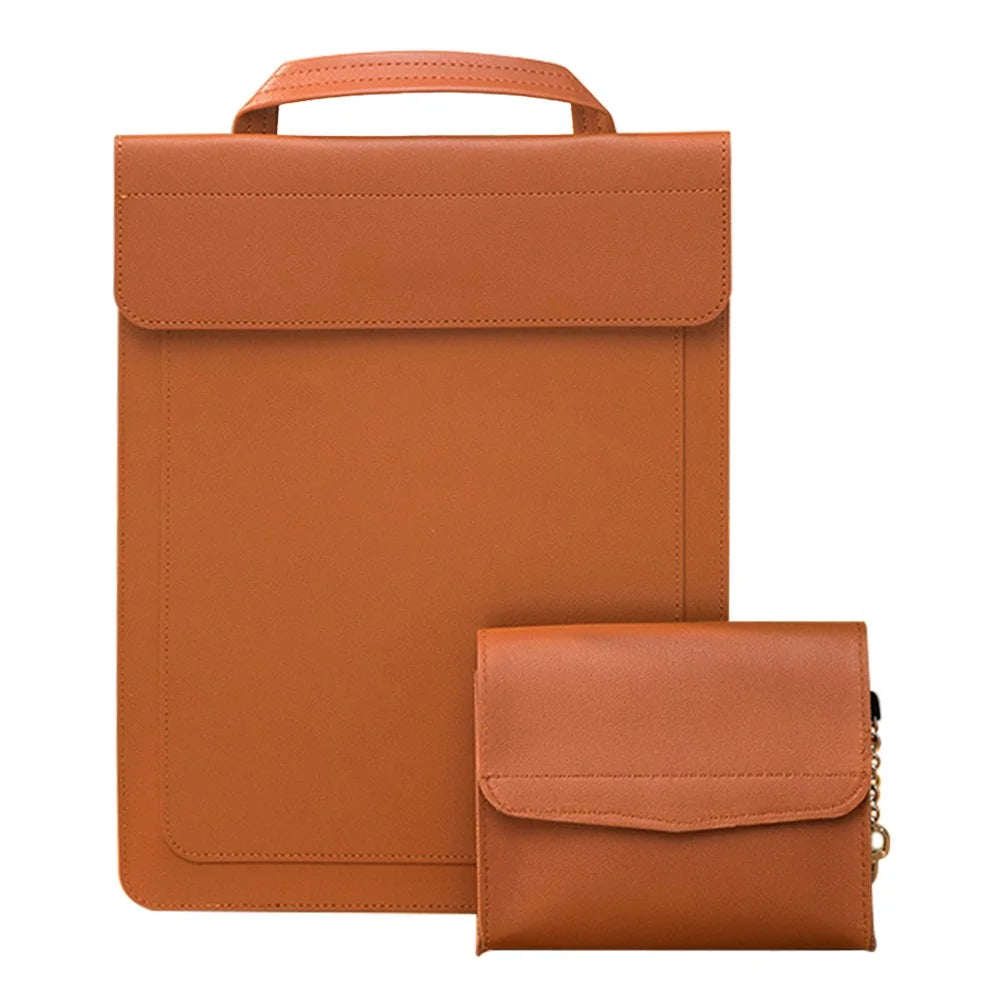 Business Style Waterproof PU Leather Carrying Case for 15 / 16-inch Laptop Sleeve with Mini Bag - Brown - 1