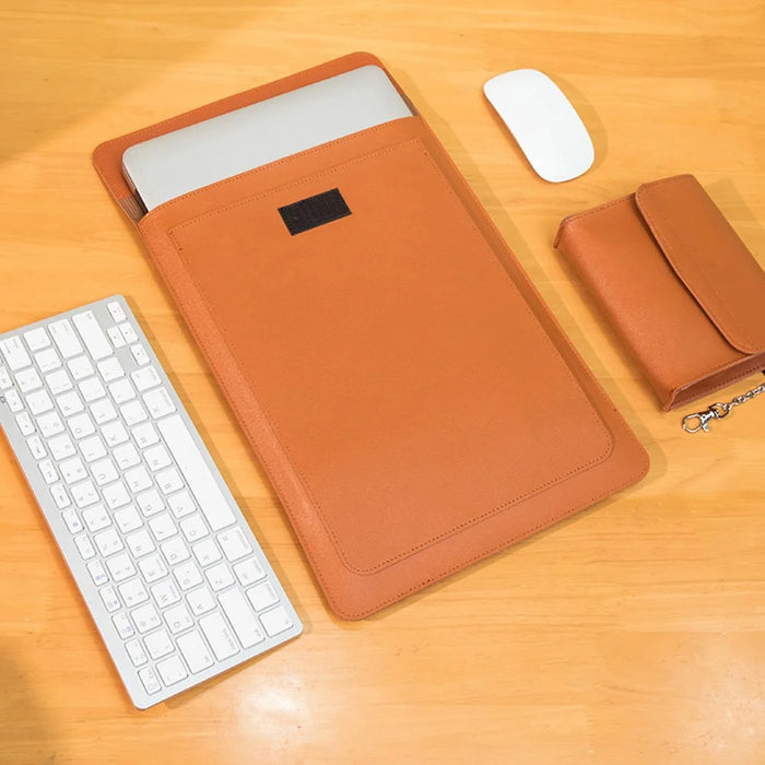 Business Style Waterproof PU Leather Carrying Case for 15 / 16-inch Laptop Sleeve with Mini Bag - Brown - 3